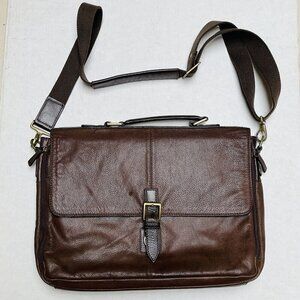 Scully  Leather Messenger Bag Crossbody Briefcase Brown Work Career Travel